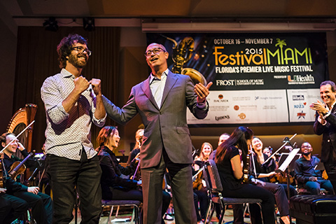 Frost School of Music Dean Berg presenting Frost Alum, Ben Folds, at the 2015 Festival Miami Concert Series